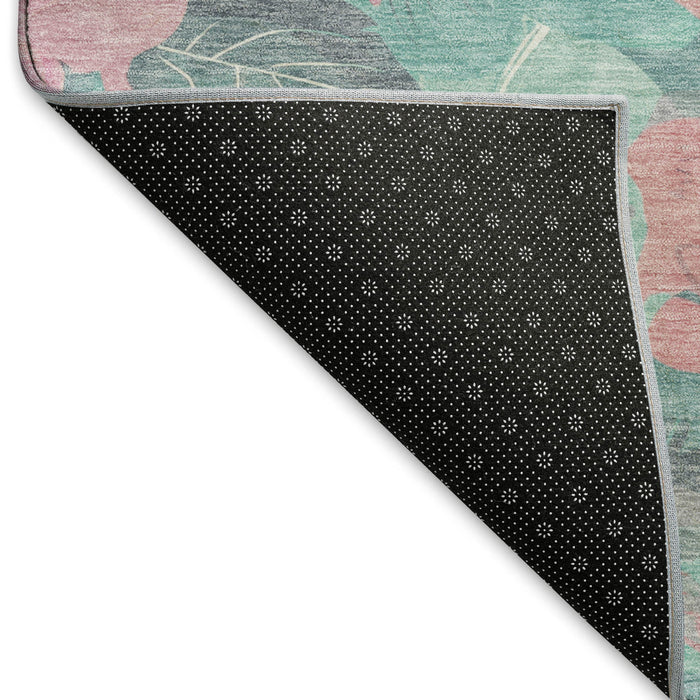 10' X 14' Floral Washable Area Rug With UV Protection (694334) - Pink / Teal