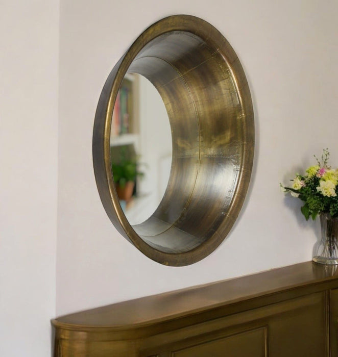 21" Round Metal Framed Accent Mirror - Brass