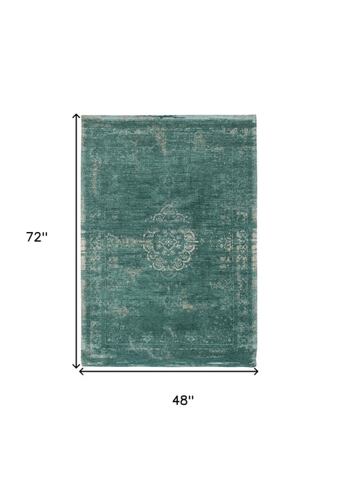 4' x 6' Medallion Non Skid Area Rug - Green