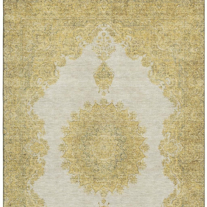10' X 14' Oriental Washable Area Rug With UV Protection (678898) - Gold / Ivory / Gray