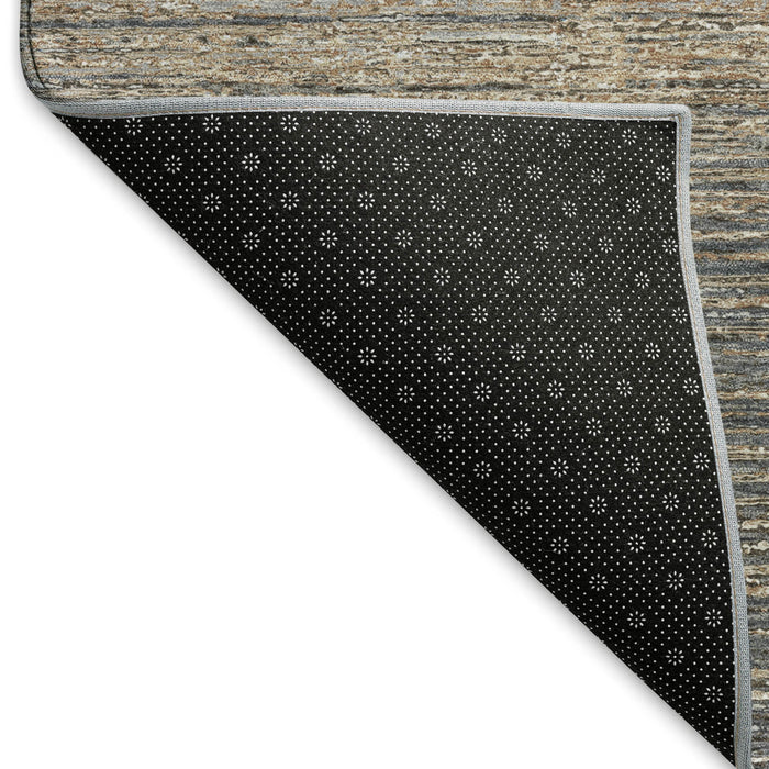 10' X 14' Striped Washable Area Rug With UV Protection (692643) - Pewter / Gray / Beige