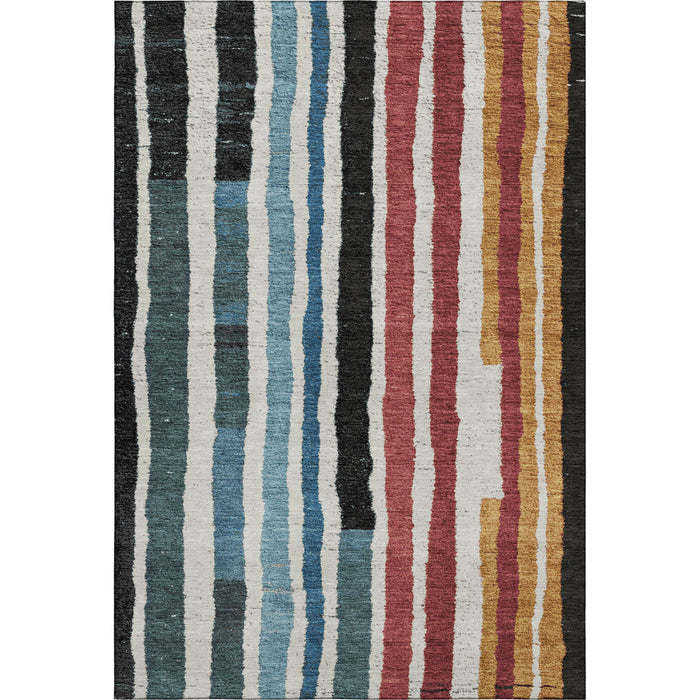 10' X 14' Striped Washable Area Rug With UV Protection (709480) - Black / Blue / Copper