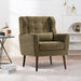 Giga modern upholstered accent armchair with wooden legs, soft padding, and pillow, ideal for living rooms and small spaces.