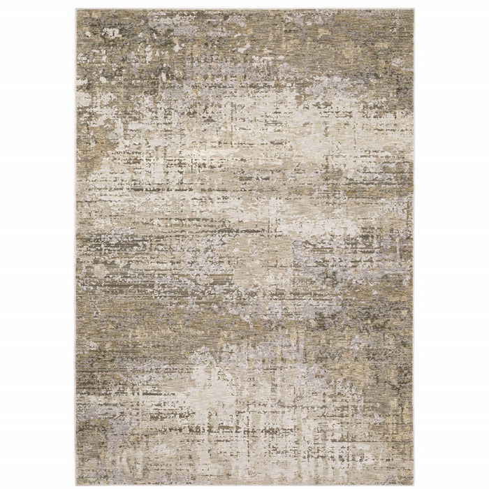 10' x 13' Abstract Power Loom Stain Resistant Area Rug - Beige Gray Ivory Tan And Brown