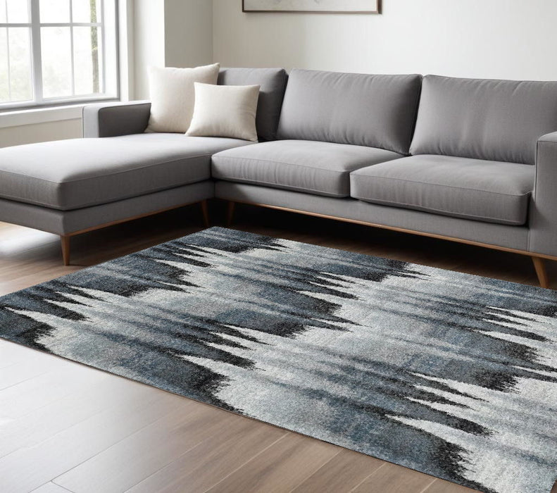 8' x 11' Abstract Area Rug - Ivory Blue And Gray