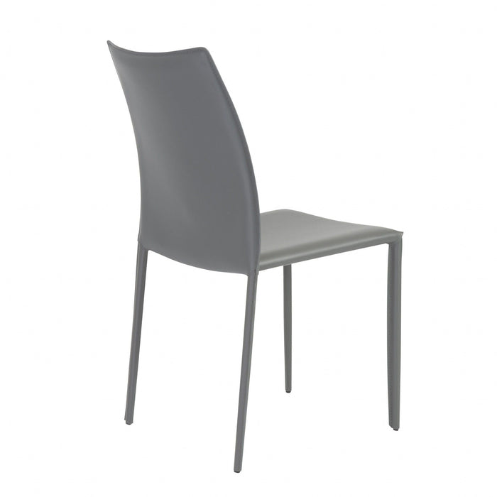 Upholstered Leather Dining Room Side Chairs (Set of 2) - Gray