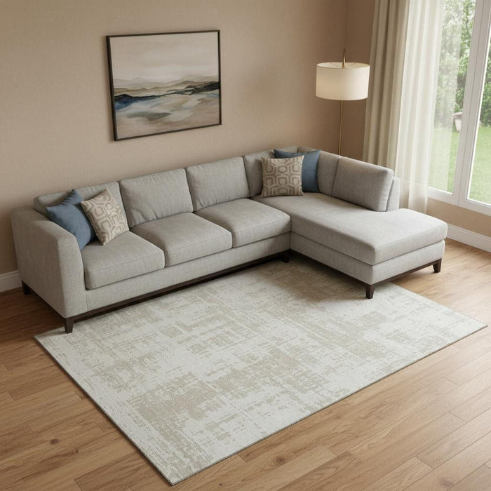 10' X 14' Abstract Washable Area Rug With UV Protection (671156) - Ivory / Beige
