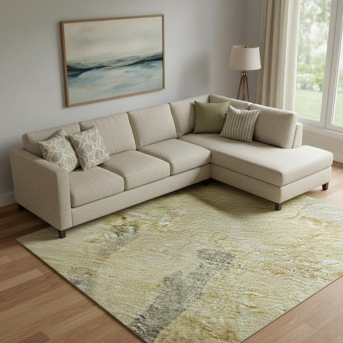 10' X 14' Animal Print Washable Area Rug With UV Protection (698968) - Gold / Charcoal