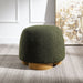 Giga round soft teddy fabric upholstered ottoman stool with metal accents, cozy and stylish for living room decor