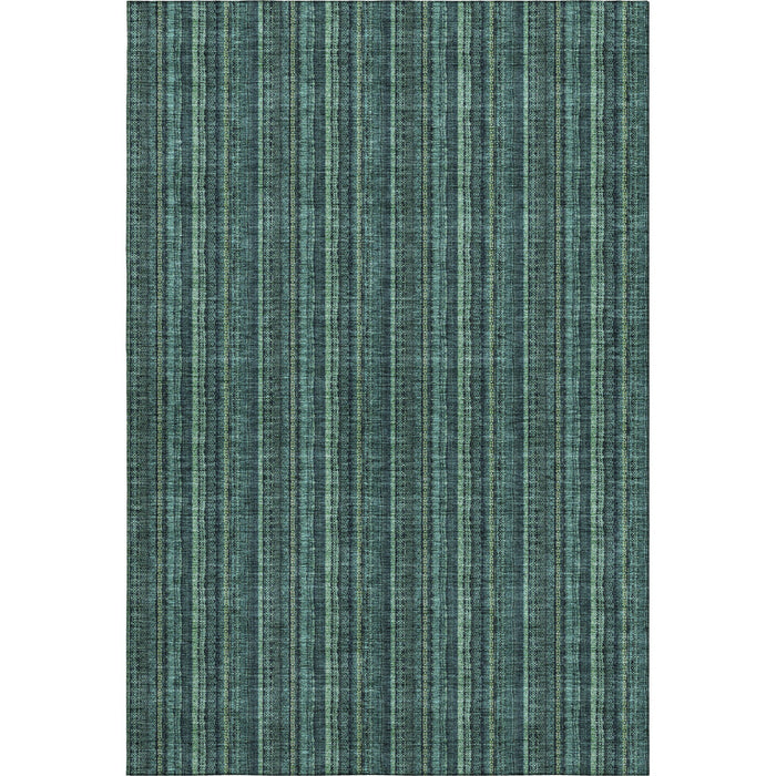 10' X 14' Striped Washable Area Rug With UV Protection (677591) - Teal / Mint Green