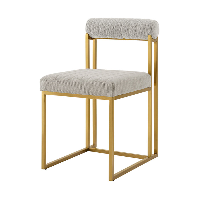 Upholstered Polyester Open Back Dining Side Chairs (Set of 2) - Gray