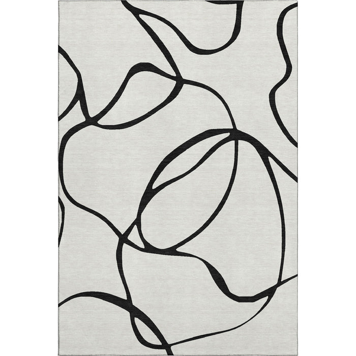 10' X 14' Abstract Washable Area Rug With UV Protection (678694) - White / Black
