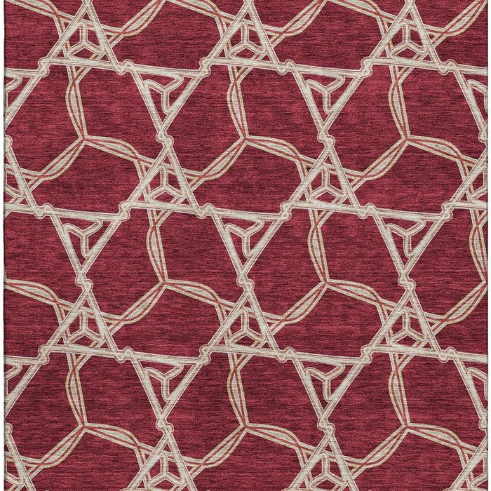 10' X 14' Geometric Washable Area Rug With UV Protection (675978) - Burgundy / Gray