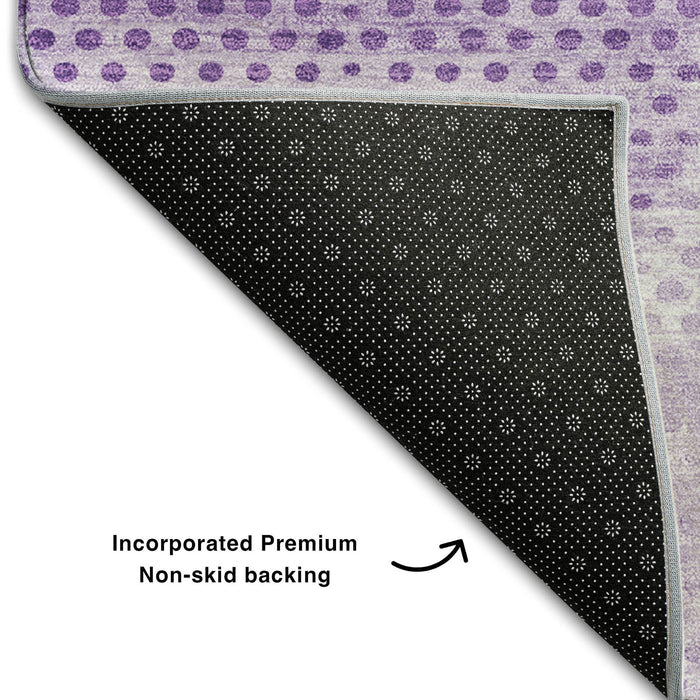 10' X 14' Geometric Washable Area Rug With UV Protection (648202) - Lavender / Ivory