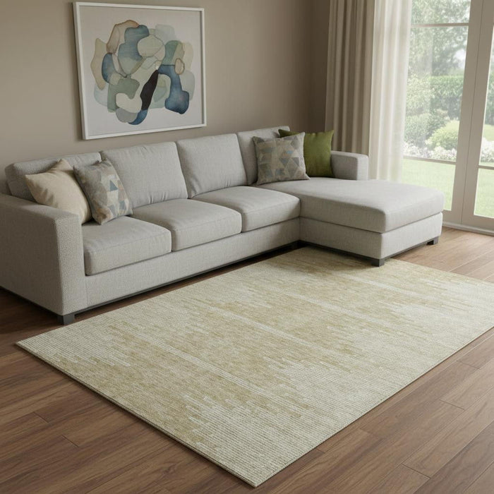 10' X 14' Abstract Washable Area Rug With UV Protection (653671) - Beige / Ivory