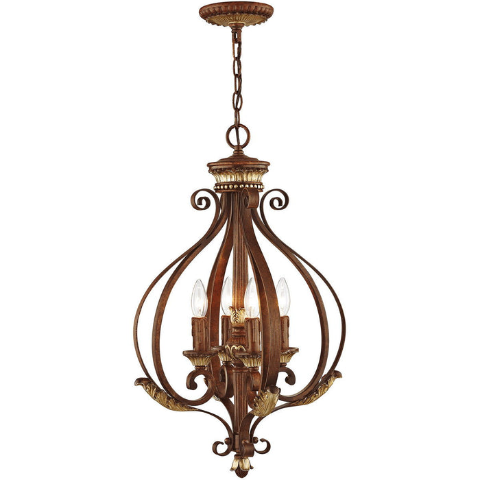 27" Four Light Dimmable Chandelier With Shades - Bronze