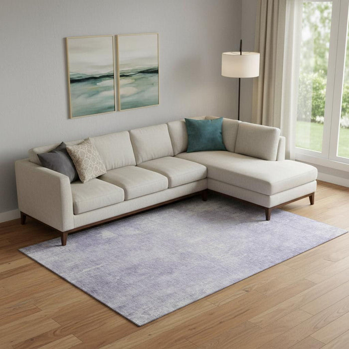 10' X 14' Abstract Washable Area Rug With UV Protection (705797) - Lavender / Ivory