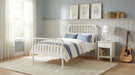 CoasterEssence Jones Wood twin open frame bed in white furniture finish