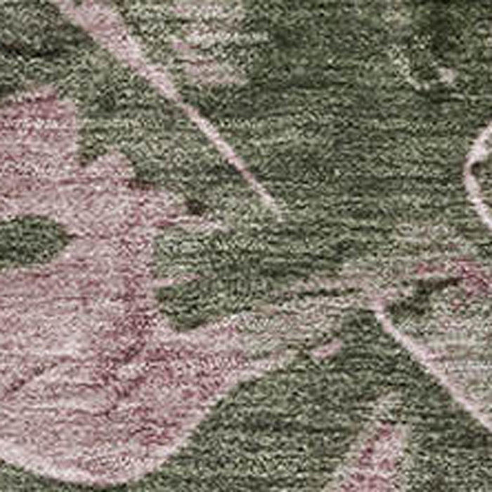 10' X 14' Floral Washable Area Rug With UV Protection (706963) - Olive Green / Blush