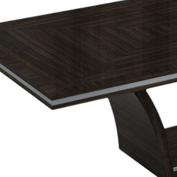 98" Solid Wood Self-Storing Leaf Pedestal Base Dining Table - Dark Brown