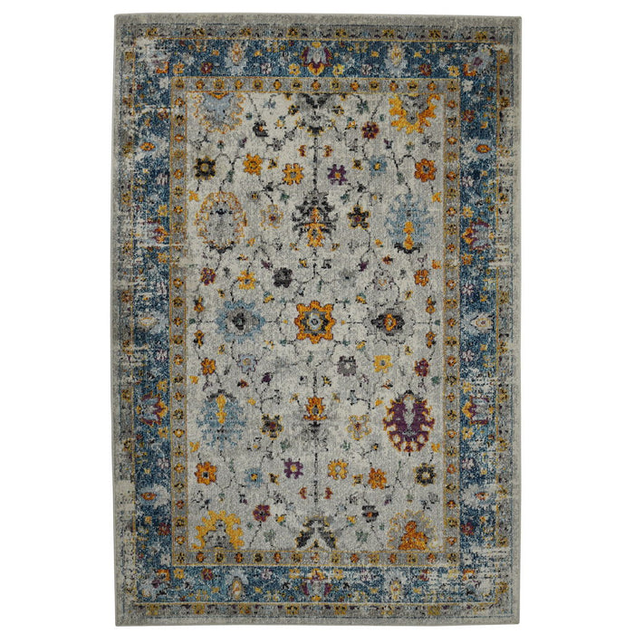 9' x 12' Floral Power Loom Area Rug - Blue And Orange