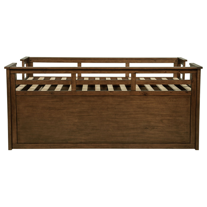 Carlsbad Wood Twin Captains Bed With Trundle Medium Brown