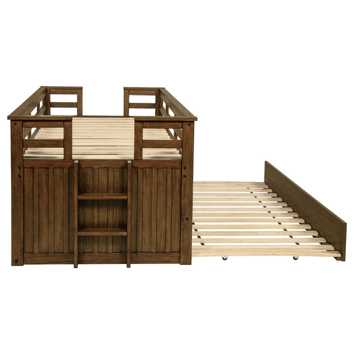 Carlsbad Wood Twin Captains Bed With Trundle Medium Brown