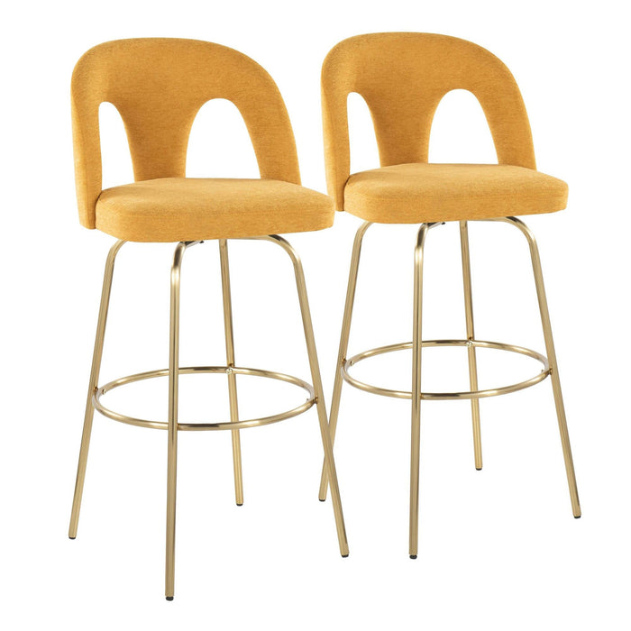 Ava - Upholstered Fixed-Height Barstool (Set of 2) - Gold Base