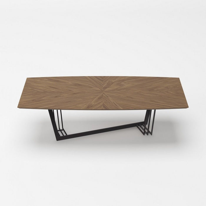 107" Rectangular Geo Trestle Wood Dining Table - Brown / Black