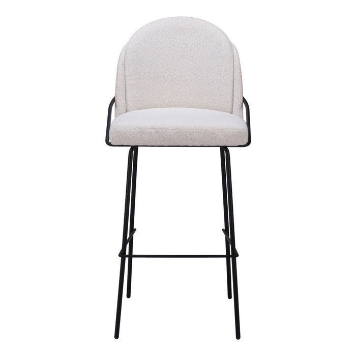 30" Shearling And Steel Bar Height Bar Chairs (Set of 2) - Ivory / Black