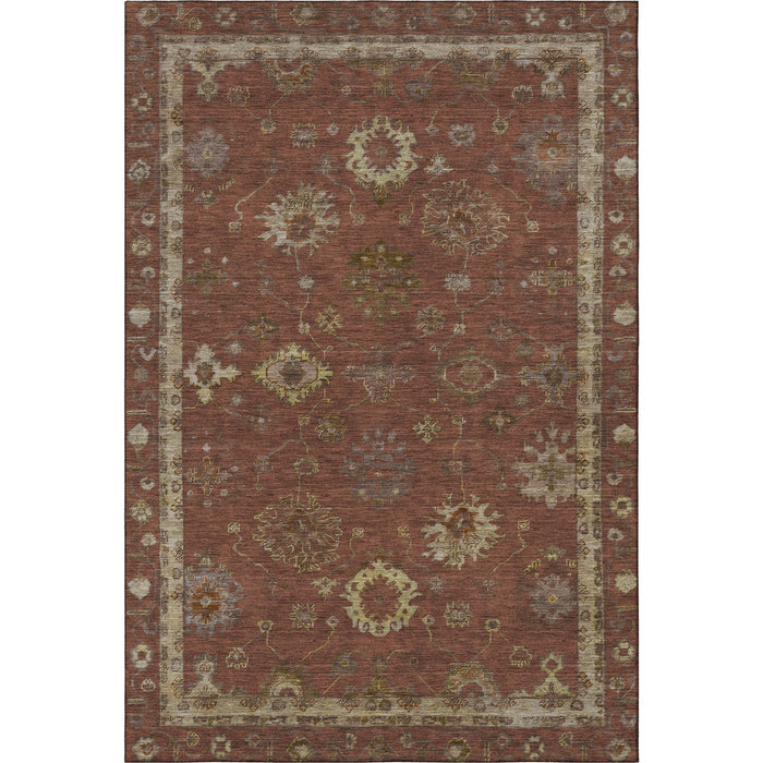 10' X 14' Oriental Washable Area Rug With UV Protection (716419) - Rust / Beige