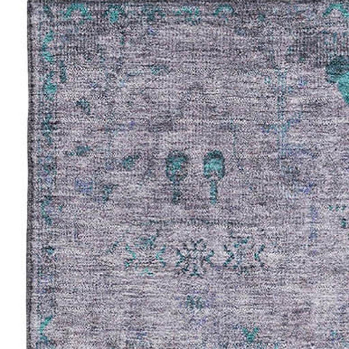 10' X 14' Oriental Washable Area Rug With UV Protection (709780) - Lavender / Teal