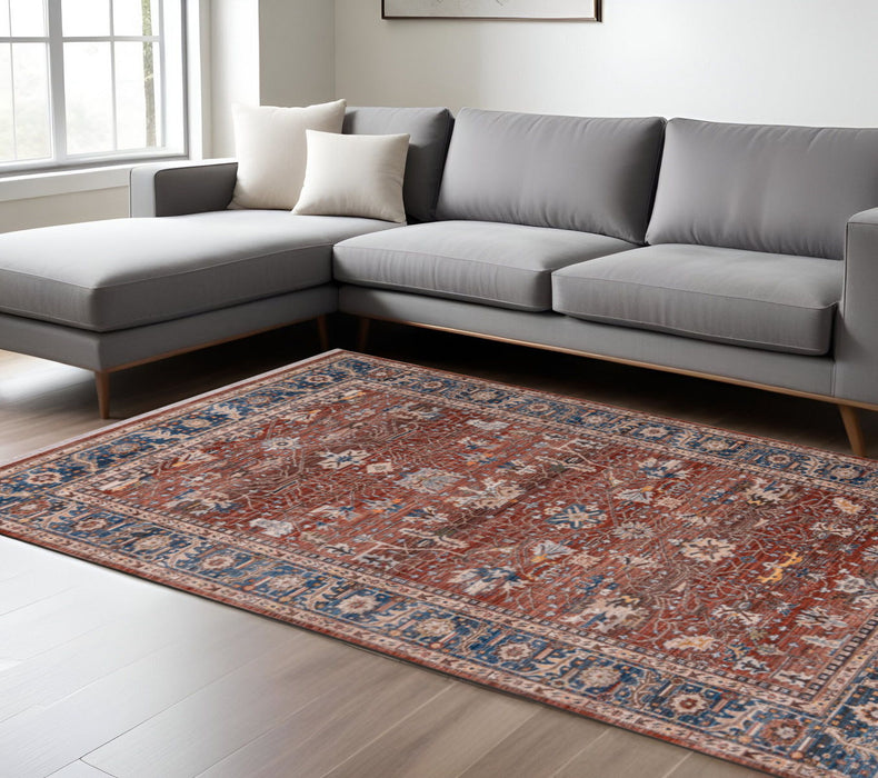 7' X 10' Traditional Oriental Area Rug With Fringe - Red