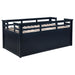 Carlsbad Wood Twin Captains Bed with Trundle in navy blue, featuring a sturdy wooden frame and built-in storage drawers.