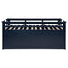 Carlsbad Wood Twin Captains Bed with Trundle in navy blue, CoasterEveryday furniture, showcasing the bed frame and trundle drawer.
