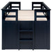 Carlsbad Wood Twin Captains Bed with Trundle in navy blue, featuring a sturdy wooden frame and built-in storage drawers.