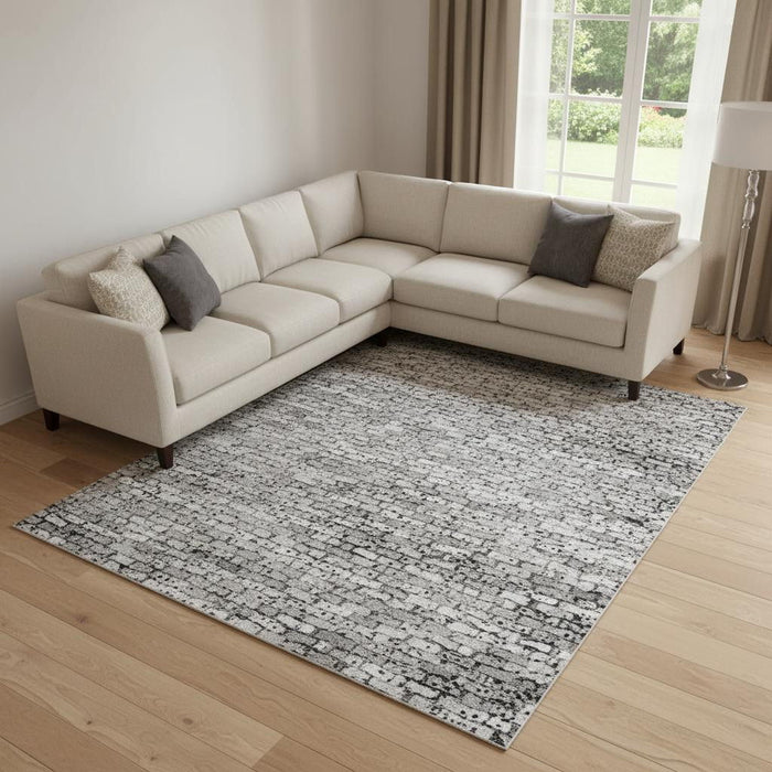 10' X 14' Abstract Washable Area Rug With UV Protection (718557) - Coffee / Gray