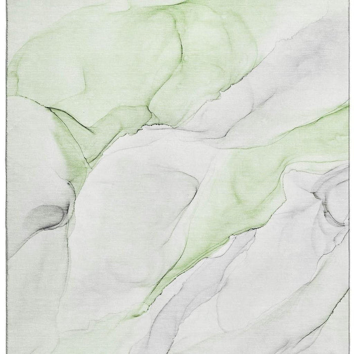 10' X 14' Abstract Washable Area Rug With UV Protection (647146) - Green / Ivory