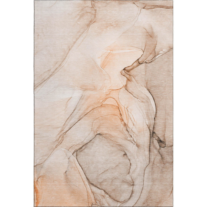 9' X 12' Abstract Washable Area Rug With UV Protection (646637) - Orange / Ivory