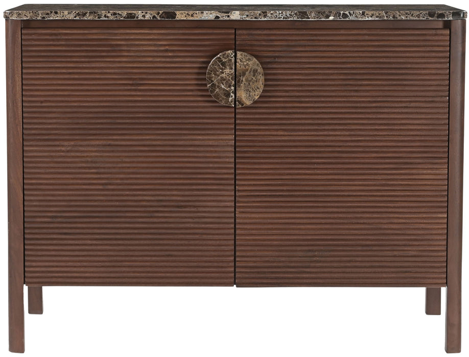 Varenna Acacia wood sideboard by Meridian Furniture featuring sleek design, multiple storage cabinets, and natural wood finish.