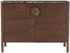Varenna Acacia wood sideboard by Meridian Furniture featuring sleek design, multiple storage cabinets, and natural wood finish.