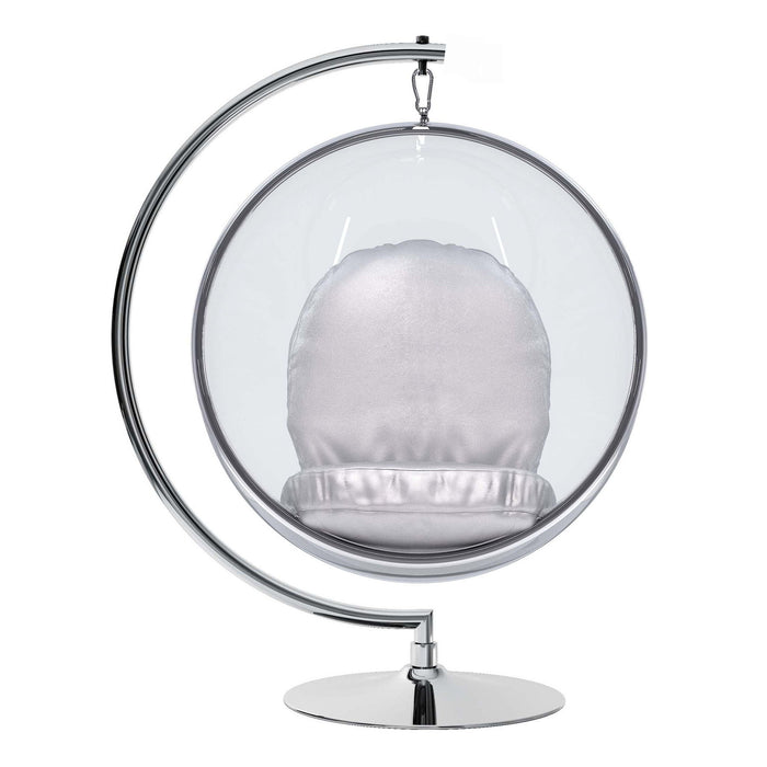 Acrylic With Faux Leather Balloon Chair - Silver And Clear