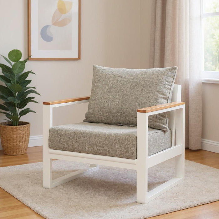 31" Modern Upholstered Arm Chair - White