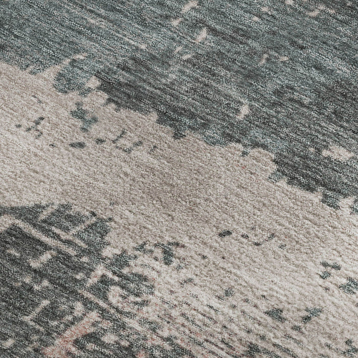 10' X 14' Abstract Washable Area Rug With UV Protection (701075) - Coral / Pink / Gray