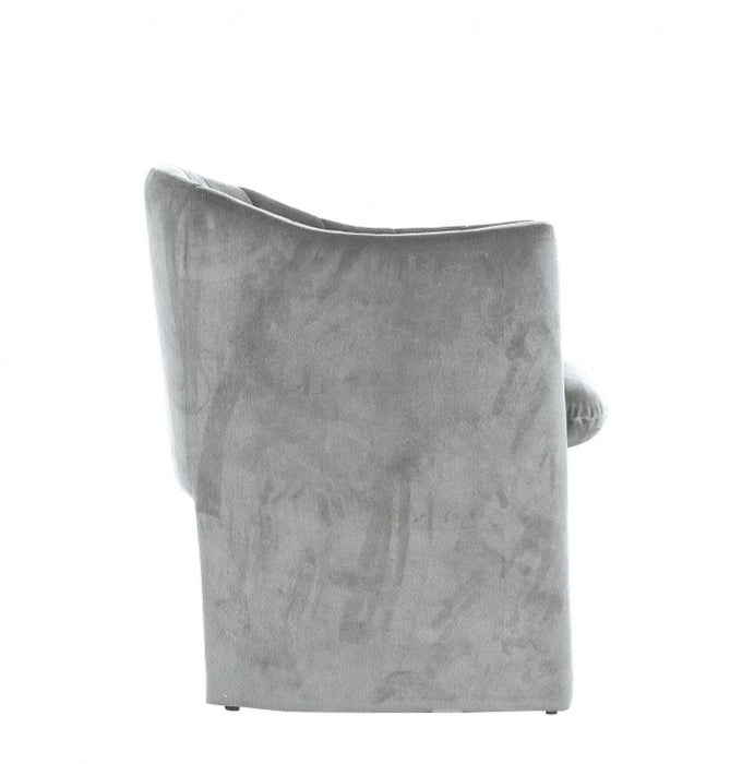Upholstered In Velvet Dining Arm Chair - Gray