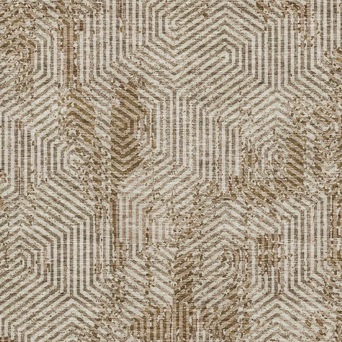 10' X 14' Geometric Washable Area Rug With UV Protection (672518) - Coffee / Beige