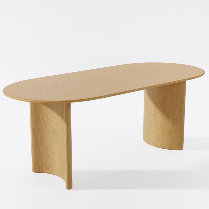 67" Solid Wood Double Pedestal Base Oval Dining Table - Natural