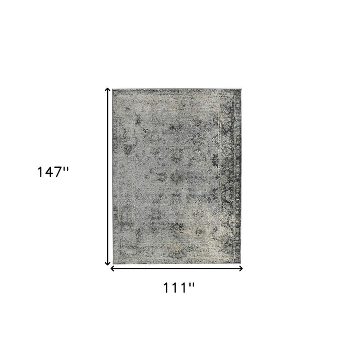 9' X 12' Floral Medallion Area Rug - Gray And Black