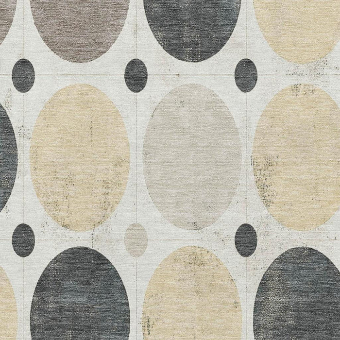 10' X 14' Geometric Washable Area Rug With UV Protection (709162) - Ivory / Charcoal / Beige