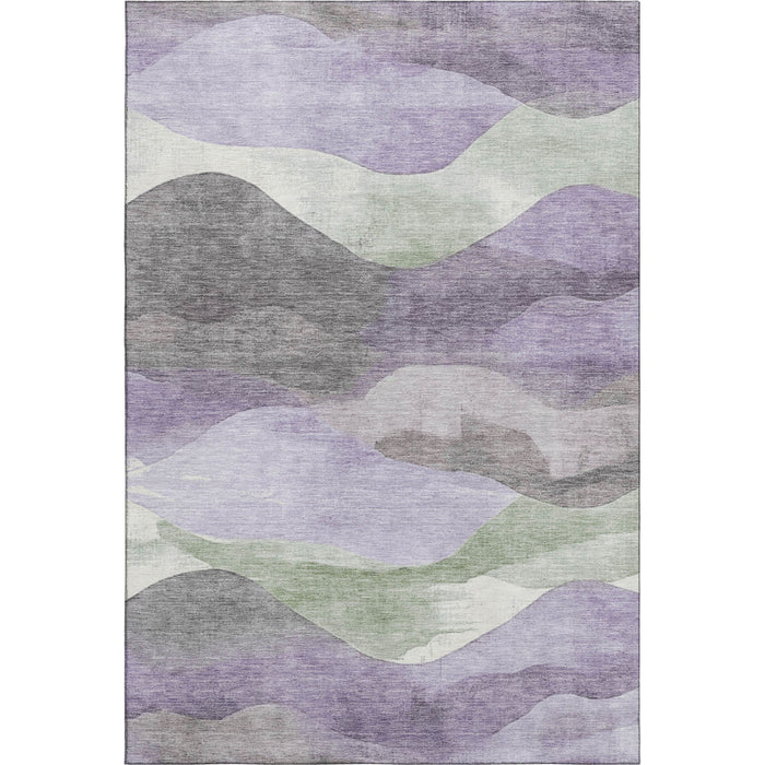 10' X 14' Abstract Washable Area Rug With UV Protection (709624) - Purple / Sage / Gray
